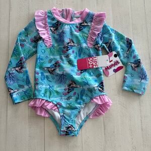 NWT Disney Minnie Mouse Ruffle Rash guard Swimsuit Bathing suit Size 2T